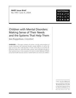 Children with Mental Disorders: Making Sense of Their Needs Consultant
