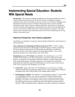 Implementing Special Education: Students With Special Needs