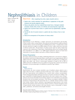 Nephrolithiasis in Children Objectives