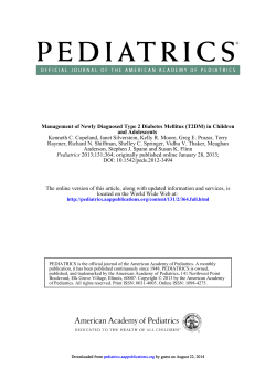 Kenneth C. Copeland, Janet Silverstein, Kelly R. Moore, Greg E. Prazar,... Raymer, Richard N. Shiffman, Shelley C. Springer, Vidhu V. Thaker, Meaghan Management of Newly Diagnosed Type 2 Diabetes Mellitus (T2DM) in Children and Adolescents