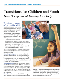 Transitions for Children and Youth How Occupational Therapy Can Help