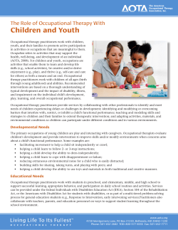 Children and Youth  The Role of Occupational Therapy With