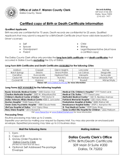 Certified copy of Birth or Death Certificate Information