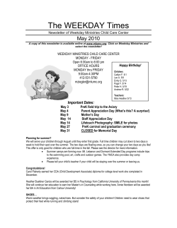 The WEEKDAY Times May 2010 Newsletter of Weekday Ministries Child Care Center
