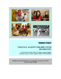 Summary Report VIOLENCE AGAINST CHILDREN WITH DISABILITIES