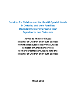 Services for Children and Youth with Special Needs Experiences and Outcomes