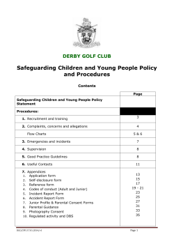 Safeguarding Children and Young People Policy and Procedures