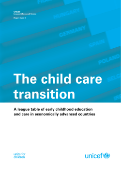 The child care transition A league table of early childhood education