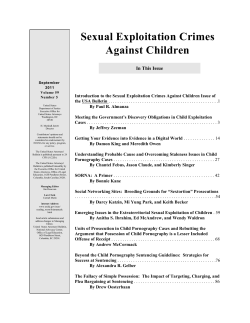 Sexual Exploitation Crimes Against Children In This Issue