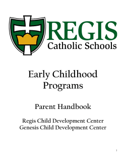 Early Childhood Programs  Parent Handbook