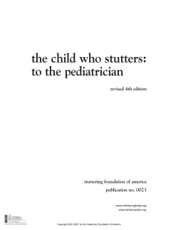 the child who stutters: to the pediatrician revised 4th edition