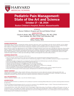 Pediatric Pain Management: State of the Art and Science