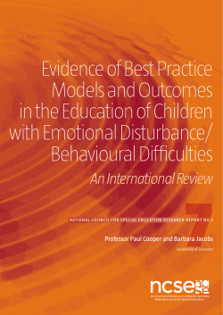 Evidence of Best Practice Models and Outcomes in the Education of Children