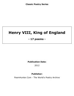 Henry VIII, King of England - 17 poems - Classic Poetry Series