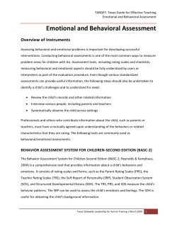 Emotional and Behavioral Assessment Overview of Instruments