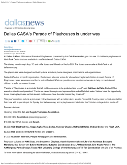 Dallas CASA’s Parade of Playhouses is under way A