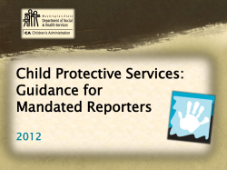 Child Protective Services: Guidance for Mandated Reporters 2012