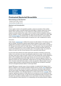 Protracted Bacterial Bronchitis Reinventing an Old Disease Abstract and Introduction