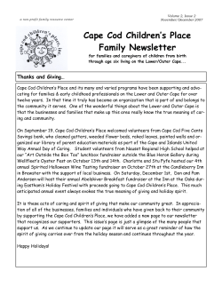 Cape Cod Children‛s Place Family Newsletter Thanks and Giving…