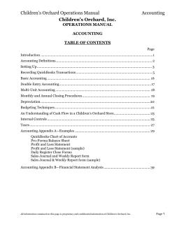 Children’s Orchard Operations Manual Accounting Children's Orchard, Inc. OPERATIONS MANUAL