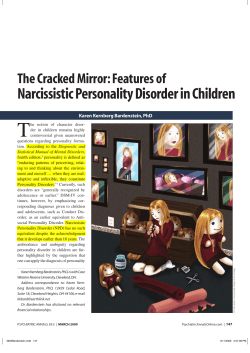 T Narcissistic Personality Disorder in Children The Cracked Mirror: Features of