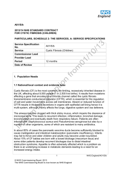 A01/S/b 2013/14 NHS STANDARD CONTRACT FOR CYSTIC FIBROSIS (CHILDREN)