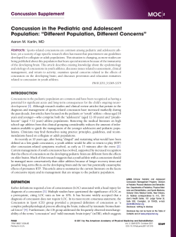 Concussion in the Pediatric and Adolescent Population: “Different Population, Different Concerns”
