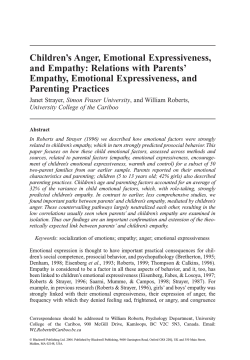 Children’s Anger, Emotional Expressiveness, and Empathy: Relations with Parents’