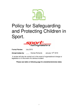 Policy for Safeguarding and Protecting Children in Sport.