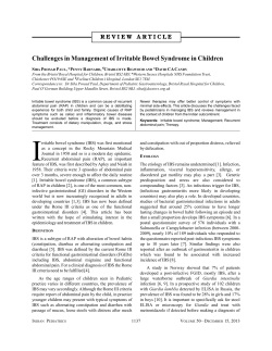 I Challenges in Management of Irritable Bowel Syndrome in Children