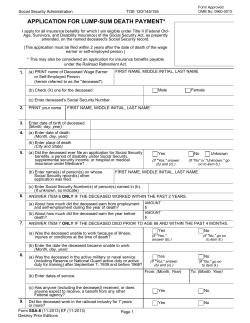 APPLICATION FOR LUMP-SUM DEATH PAYMENT*