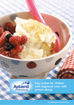 Easy recipes for children with diagnosed cows’ milk protein allergy