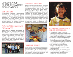CHILDREN OF CHINA PEDIATRICS FOUNDATION SURGICAL MISSIONS