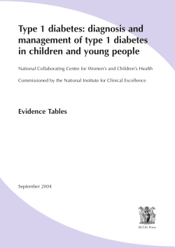 Type 1 diabetes: diagnosis and management of type 1 diabetes
