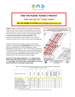 TAKE THE PLEDGE: PLEDGE 2 PROTECT  STOP THE EAST 91 STREET DUMP!