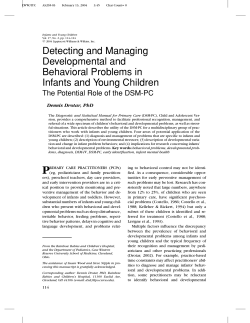 Detecting and Managing Developmental and Behavioral Problems in Infants and Young Children