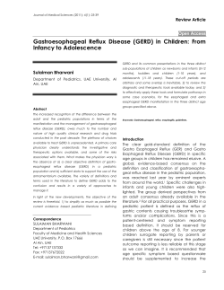 Gastroesophageal  Reflux  Disease  (GERD)  in ... Infancy to Adolescence  Review Article
