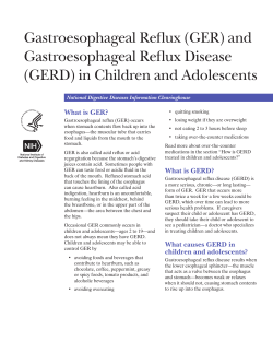 Gastroesophageal Reflux (GER) and Gastroesophageal Reflux Disease (GERD) in Children and Adolescents