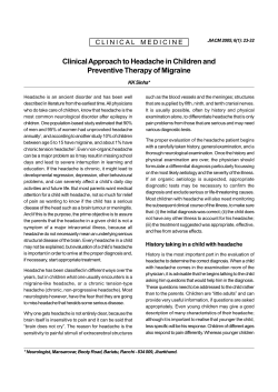 Clinical Approach to Headache in Children and Preventive Therapy of Migraine