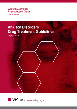 Anxiety Disorders Drug Treatment Guidelines Western Australian Committee