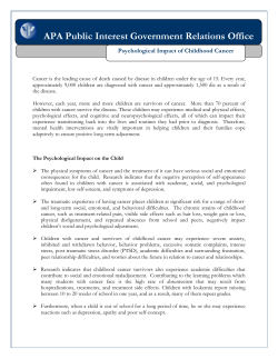 APA Public Interest Government Relations Office  Psychological Impact of Childhood Cancer