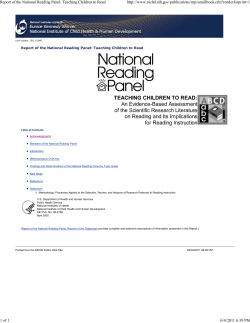 Report of the National Reading Panel: Teaching Children to Read