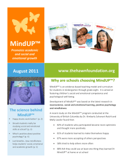 MindUP™  August 2011  www.thehawnfoundation.org