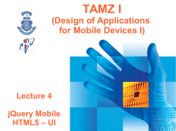 TAMZ I (Design of Applications for Mobile Devices I) Lecture 4