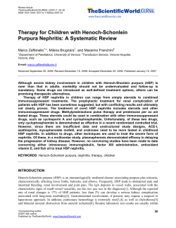 Therapy for Children with Henoch-Schonlein Purpura Nephritis: A Systematic Review  Marco Zaffanello
