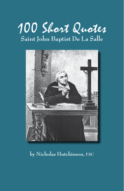 100 Short Quotes Saint John Baptist De La Salle by Nicholas Hutchinson, FSC