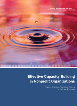 Effective Capacity Building in Nonprofit Organizations Prepared for Venture Philanthropy Partners