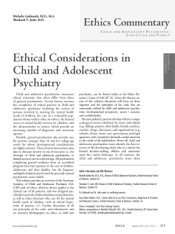 Ethical Considerations in Child and Adolescent Psychiatry Ethics Commentary