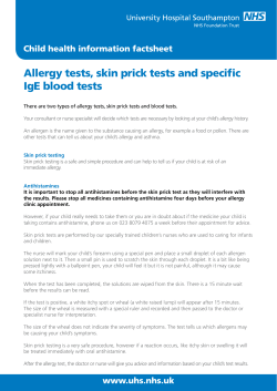 Allergy tests, skin prick tests and specific IgE blood tests