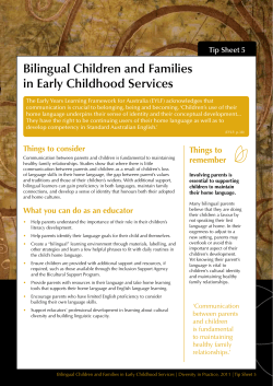 Bilingual Children and Families in Early Childhood Services Tip Sheet 5